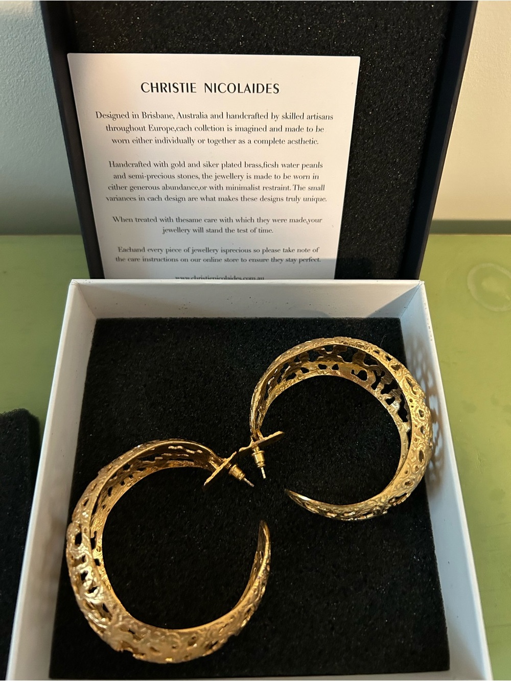 Christie Nicolaides Gold Filigree Hoop Earrings - Picture 4 of 5